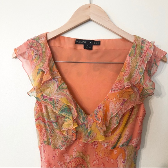 ralph lauren black label floral silk paisley dress - Picture 3 of 8